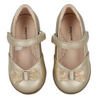 Younger Girls Gold Bow Shoes, 3, hi-res